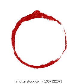 Enso design. Dry brush red circle. Oil stroke ring. Watercolor round shape. Hand drawn. Enso vector design. Chinese, japanese oriental symbol. Logo, emblem design. Isolated on white.