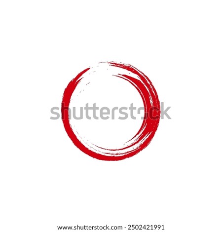 Enso grunge vector symbol, isolated on white element, logo, emblem element. Sign, japanese symbol of wisdom, pureness, calm. Round brushed circle. Red enso icon