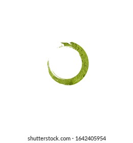 Enso made from green matcha. Vector logo design. Matcha powder. Enso zen circle. 