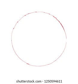 Enso Red Zen Brush Painted Symbol Original Vector Illustration. Logo, Emblem Design. Brush Drawn Buddhist Sign Isolated on White. Editable Fine Art Element for Your Design. Enso Grunge Circle