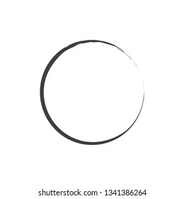 Enso symbol. Chinese circle. Vector. Black Ink enso symbol. Logo, emblem design. Round shape. Brush circle element. Stroke round shape. Watercolor abstract background.