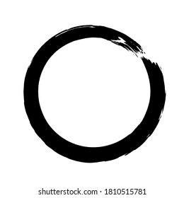 Enso symbol vector design. Chinese style illustration. Logo, emblem design. Brush drawn buddhist sign. Fine art element. Stroke round shape. Enso - buddhist symbol. Black brushed circle.