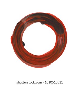 Diseño vectorial de símbolo Enso. Forma redonda de pincel rojo. Círculo de trazo grueso. Signo simbólico de Enso zen. Enso dibujado a mano artística.