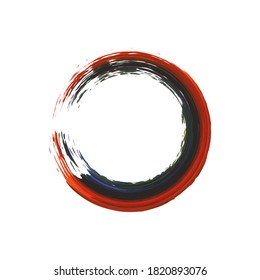 Enso Symbol, Vektordesign. Roter Pinselstrich rund. Grunge-Schlagkreis. Enso Zehn symbolisches Zeichen. Künstlerische handgezeichnet enso.