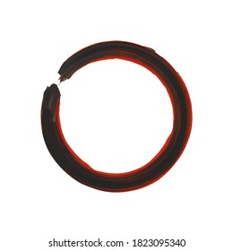 Diseño vectorial de símbolo Enso. Forma redonda de trazo de pincel rojo y negro. Círculo de trazo grueso. Signo simbólico de Enso zen. Enso dibujado a mano artística.
