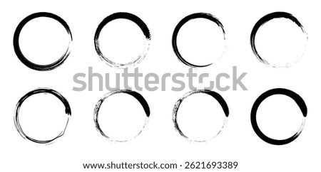 Enso Zen Circle Brush Vector Illustration. Japanese round brush strokes. Vector Asian enso circles. Circle Brush Stroke