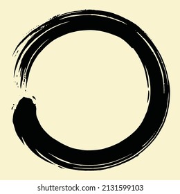 Enso Zen Circle Vector Brush Art Sumi-e Japanese Painting Logo Design Template