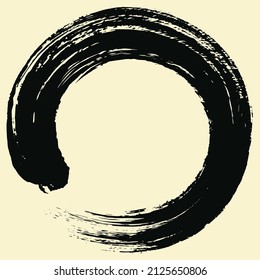 Enso Zen Japanese Circle Brush Shodo Sumi-e Vector Illustration Ink Logo Design