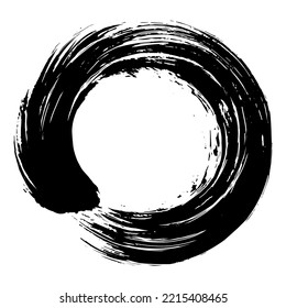 Enso Zen Japanese Circle Brush Stroke Shodo Sumi-e Illustration Ink Logo Vector Design