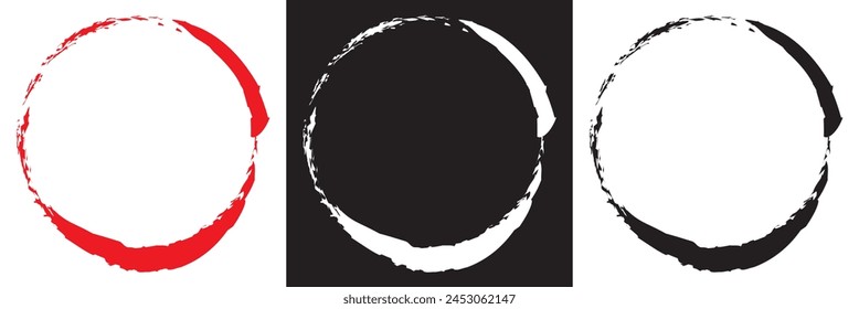 Enso Zen Japanese Circle Brush Paint Logo Icon vector Illustration. EPS 10.