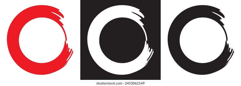 Enso Zen Japanese Circle Brush Paint Logo Icon vector Illustration. EPS 10.