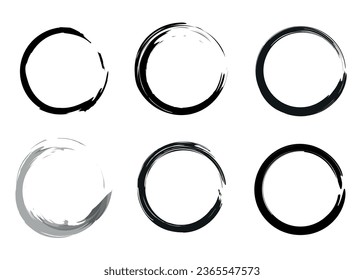 Enso zen stroke circle japanese brush symbol vector illustration.