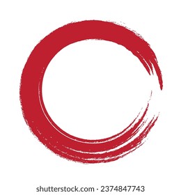 Enso zen stroke red circle japanese brush symbol vector illustration.