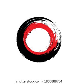 Enso Zen Symbol Vectordesign. Logo, Emblem-Design. Brush-Buddhistisches Zeichen. Fine Art Element.Stroke Round Shape.Original Freestyle Ring. Handgemalt Pinselstrich Stroke Circle. Chinesischer Orientalischer Kreis.