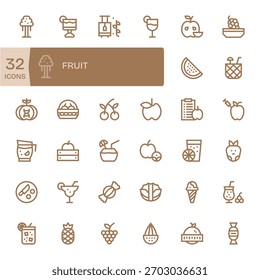 Stellen Sie Konsistenz mit 32 Bold Line-Symbolen sicher, die von Fruit geleitet werden und perfekt für Designsysteme geeignet sind.