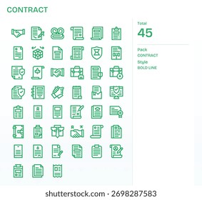 Stellen Sie Konsistenz mit 45 Bold Line-Symbolen sicher, die durch Vertrag gesteuert werden und perfekt für Designsysteme geeignet sind.