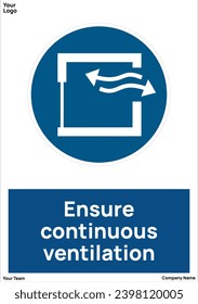 Ensure continuous ventilation signs symbols standard iso 7010