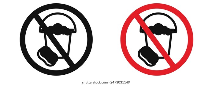 Ensure household cleanliness with this cleaning bucket and sponge sign, featuring clear iconography and hygiene symbols, ideal for domestic cleaning and housekeeping services.