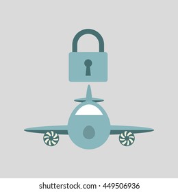 ensure protection insurance risk airplane isolated, vector illustration