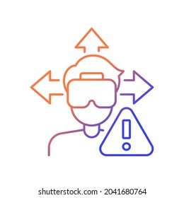 Asegúrese de que hay espacio alrededor del icono de etiqueta manual del vector lineal. Espacio abierto para vr seguro. Símbolo de color de línea delgada. Pictograma de estilo moderno. Esquema aislado de vectores para las instrucciones de uso del producto