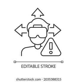 Ensure space around you linear manual label icon. Thin line customizable illustration. Contour symbol. Vector isolated outline drawing for product use instructions. Editable stroke