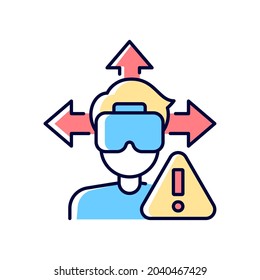 Ensure space around you RGB color manual label icon. Open space for safe vr experience. Remove obstructions. Isolated vector illustration. Simple filled line drawing for product use instructions