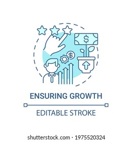 Ensuring growth concept icon. Basic corporate core value idea thin line illustration. Job performance improvement. High-potential employee. Vector isolated outline RGB color drawing. Editable stroke