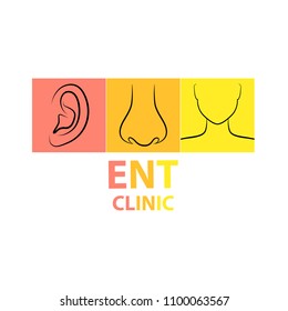 ENT Clinic Logo Template Isolated On White Background. Vector Illustration.