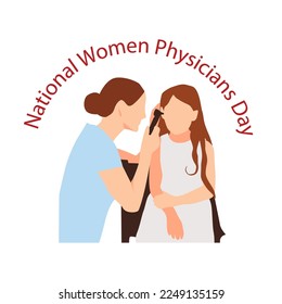 ENT doctor examine a child patient.  Vector Illustration for National Women Physicians Day. Best doctor ever.