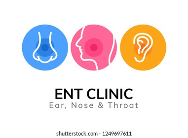 ENT doctor logo template. Ear nose throat doctor clinic. Mouth health otolaryngology illustration.