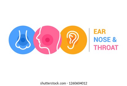 ENT Doctor Logo Template. Ear Nose Throat Doctor Clinic. Mouth Health Otolaryngology Illustration.