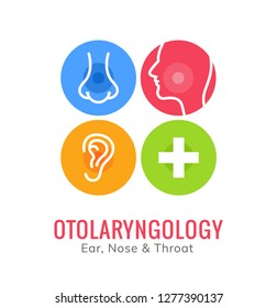 ENT doctor logo template. Ear nose throat doctor clinic. Mouth health otolaryngology illustration.