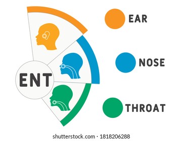 ENT Ear Nose Throat acronym, medical concept background. vector illustration concept with keywords and icons. lettering illustration with icons for web banner, flyer, landing page