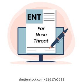 ENT Ear Nose Throat acronym, medical concept background. vector illustration concept with keywords. lettering illustration with icons for web banner, flyer, landing page