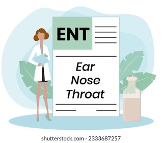ENT Ear Nose Throat acronym, medical concept background. vector illustration concept with keywords. lettering illustration with icons for web banner, flyer, landing page