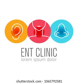 ENT logo template. Head for ear, nose, throat doctor specialists.