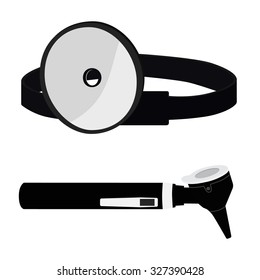 ENT specialist tools otoscope vector illustration. Medical instruments