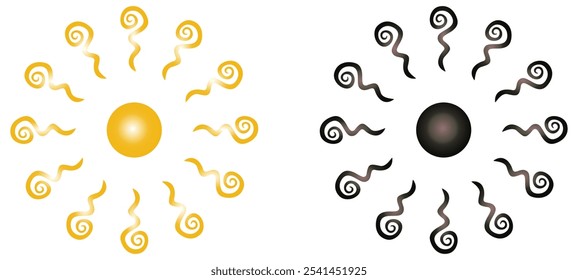 Entangle rabiscar dourado e preto giratório tinta mão desenhar isolado. Ilustração de vetor