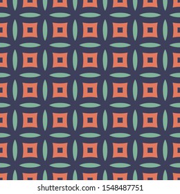 Entangled lines and dots forming middle eyes seamless vector geometry pattern in modern, stylish, minimal fashion. Abstract tiles repeat endlessly to create perfect pattern, wallpaper, or background.