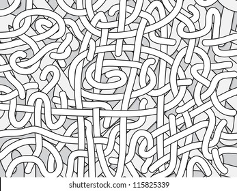 Entangled monochrome vector background - black and white