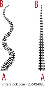 Entangled rails from point A to point B.The concept of simplifying a confusion or road in psychotherapy, psychology, or goal achievement.
