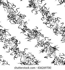 Entangled, squiggly lines. Chaotic abstract monochrome vector illustration