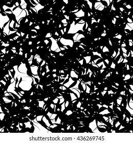 Entangled, squiggly lines. Chaotic abstract monochrome vector illustration