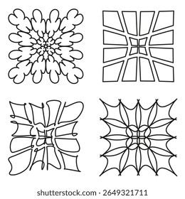 Ícone de mosaico emaranhado. Malha floral intrincada. Rede estrelada Vetor. Configuração de tópicos.