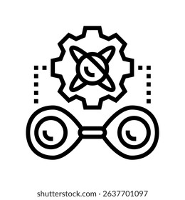 entanglement between two particles line icon vector. entanglement between two particles sign. isolated contour symbol black illustration