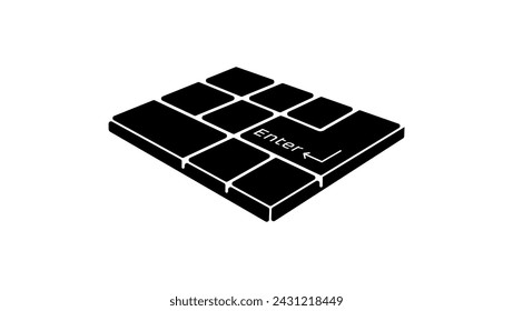 Enter button, black isolated silhouette