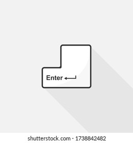 Enter button for computer keyboard or digital keypad, Vector design of flat icon on isolated background.