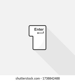 Enter button for computer keyboard or digital keypad, Vector design of flat icon on isolated background.
