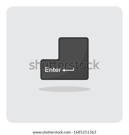 Enter button for computer keyboard or digital keypad, Vector design of flat icon on isolated background.
