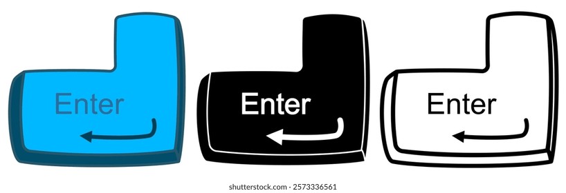 enter button icon, simple flat style, pictogram logo sign symbol vector illustration, isolated on white for mobile app